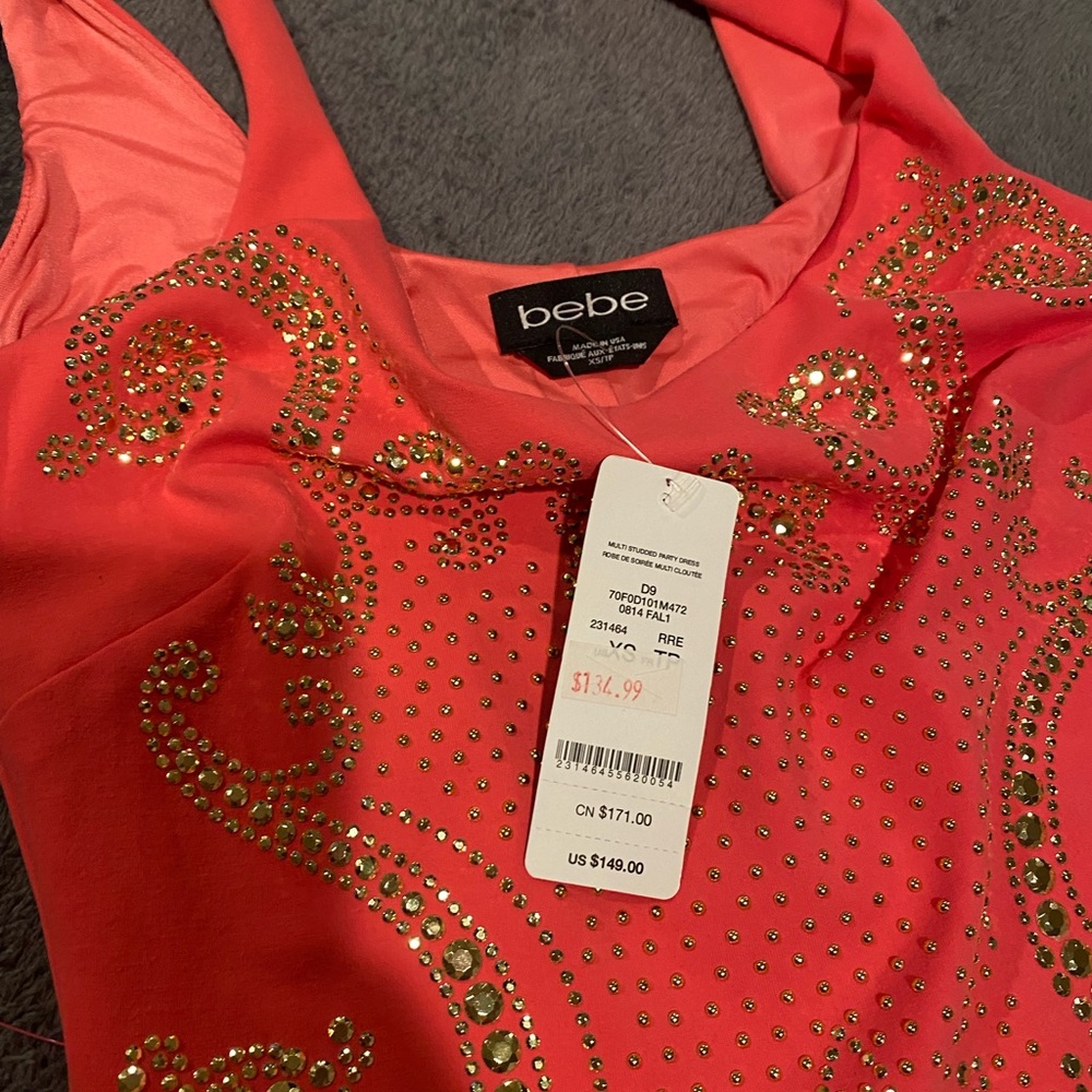BEBE BRAND NEW BEBE SPECIAL EDITION METAL BEADED MINI DRESS - Picture 2 of 4